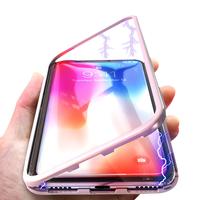 360 Degree Full Body Protective Tempered Glass Back Cover Magnetic Phone Case PC0010